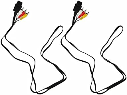 Напојување на нов адаптер за напојување со AC адаптер и кабел за кабел за AV се вклопува за Nintendo 64 N64 AV Audio Video A/V кабел 2 парчиња