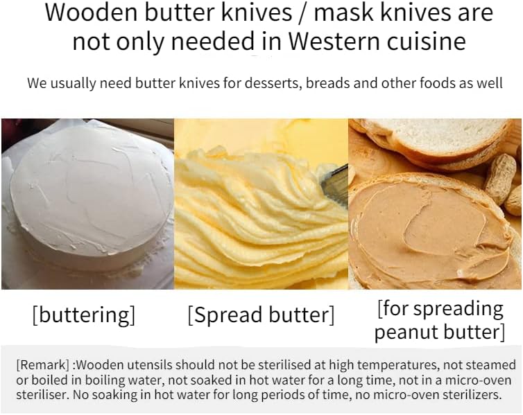 Meinelxdzxy дрвен путер нож рачно изработен сирење десерт џем џем ножеви крем леб за садови за садови кујнски алатки ножеви путер ширење