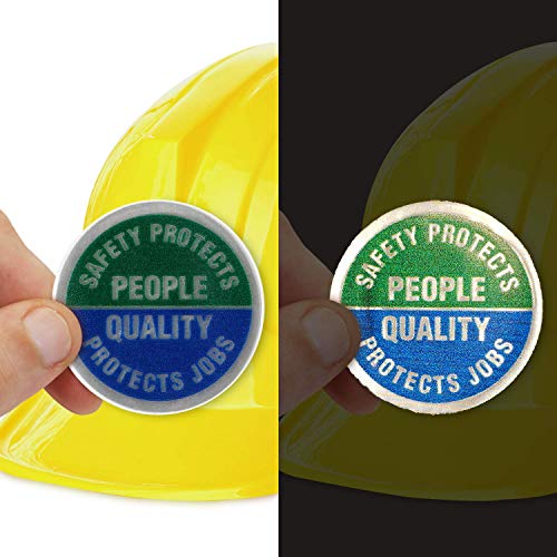 SmartSign „Безбедност е побарувачка за работа“ пакет од 5 етикети со тврди капа | Ретро-рефлективен, 2 круг