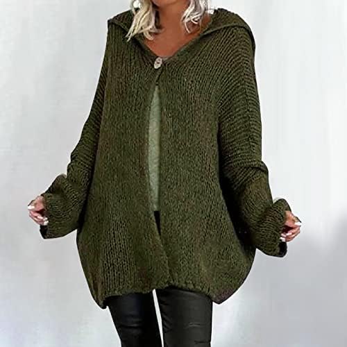 џемпери со аспиратор Xipcokm за жени со долг ракав картониган џемпер палто преголема ребреста плетена отворена предна надворешна облека