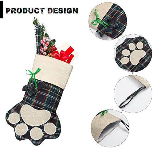 4 парчиња 16 инчи Божиќни карирани чорапи миленичиња шепи чорапи Бафало Проверете Божиќни камиони што висат чорапи за Божиќни украси