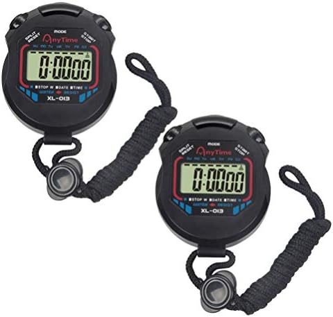 Lioobo stopwatch рачен LCD дисплеј дигитален тајмер за хронограф за стопирање за деца судии за тркачи спортски тренери 2 парчиња