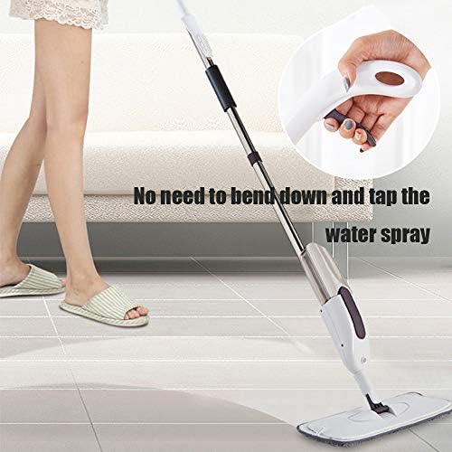Mops Spray RZSY, чистење на прашина за чистење на подот, микрофибер рамен под кат -моп сув влажна четка спреј со влошки за печење