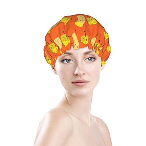 Womenените што можат да се користат затегнати капа за коса, симпатична среќна прекрасна макарони и сирење двојни слоеви водоотпорна капа
