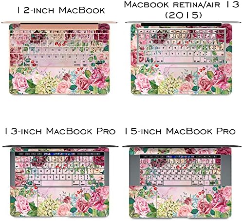 Lex Altern винил кожа компатибилен со MacBook Air 13 Inch Mac Pro 16 Retina 15 12 2020 2019 2018 Пролет розови рози цвеќиња цветни убави растителни лаптопи покритие тастатура на налепница налеп