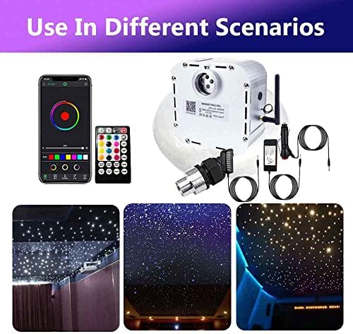 Нова надградба 32W Twinkle LED Fiber Fiber Optic Light Light Star таванот, Bluetooth App/28-клуч далечински музички режим starвездена светлина