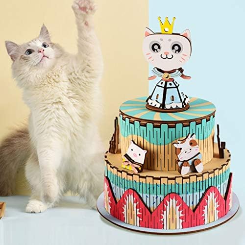 Xiaoqiu мала мачка принцеза музичка кутија со внатрешно рачно изработено дрво дрвена склопување загатка торта ветровит музички подарок за роденден