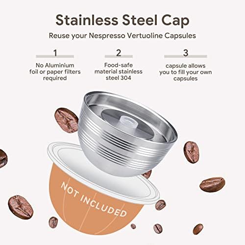 Капсула од метално кафе од не'рѓосувачки челик само компатибилна за Vertuo Следната машина за кафе -парчиња Nespresso држач за еднократно подот само за Vertuo Следната машина
