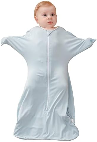 Zigjoy Бебе бебе што може да се носи со двонасочен патент 0,5 TOG 95% вреќа за спиење со бамбус влакна со ракави, вреќа вреќа за спиење, вреќа за спиење за 0-3 месеци бебе