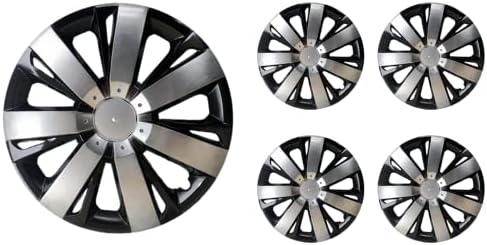 Снеп од 15 инчи на Hubcaps компатибилен со Mazda 3 - сет од 4 капаци на раб за 15 инчни тркала - црна и сива боја