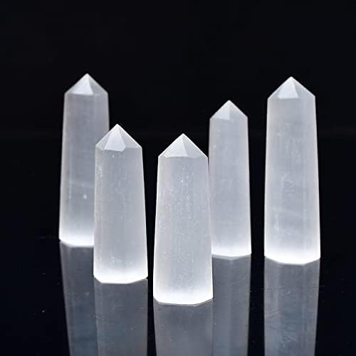 Nobrim 1PC 50-70мм заздравувачки кристали стапчиња за кристали за кристали Хексагонална транспарентна кристална кула врежана кула точка