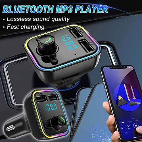 Bluetooth Bluetooth 5.0 безжичен автомобил FM FM Transmiter Readive Radio MP3 Adapter Player 2 USB полнач комплет AM8