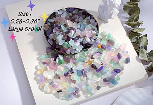 Пакет од 8.82oz флуоритни кристали полиран чакал и 7.1oz роза кварц сурови кристали карпи камења декорација полирање на Wicca Reiki заздравување