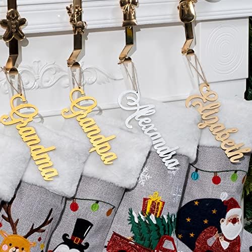 BHD убавина персонализирана дрвена ознака Име за Божиќни чорапи писма обичај пресек модерна фарма куќа рустикална земја семејство Божиќ украси