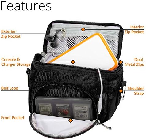 Торба за патувања во Г -центар со лента за рамо, рачка за носење, јамка за појас за конзоли на Nintendo DS DS / 3DS / DS Lite / 3DS XL / DSI - црна