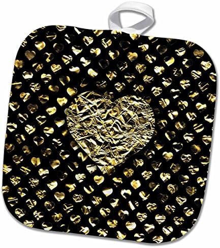 3Д Роуз Фотографија од голем златен ефект на срцев држач-не металик тенџере, 8 x 8