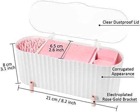 Држач за cgbe qtips, 3 мрежи одделни памучни брисеви диспензери, држач за памучна топка со чист капак, држач за складирање на памук за складирање на кутии за бања за памуч