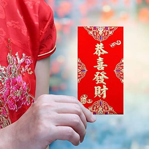 12 парчиња Кинески Црвени Пликови, Кинески Новогодишни Црвени Пликови Среќни Џебови За Пари Хонг Бао Пликови За Подароци Пликови За Готовина