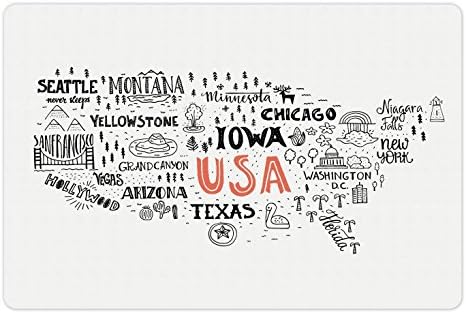 Лунарна Мапа НА САД Мат За Миленичиња За Храна И Вода, Типографија На Градот Соединетите Американски Држави Локален Концепт, Гумена