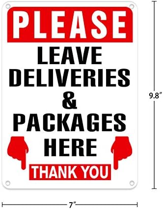 XJF Ве молиме оставете испораки и пакети тука потпишете, 9,8 x 7 Акрилик предупредувачки знак за куќа, дом или бизнис