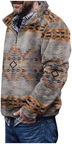 Џемпери За Мажи Руно Ацтеките Печатење Гроздобер Џемпери Пуловер Патент V - Вратот Џемпер Пуловери Поло За Мажи Зима