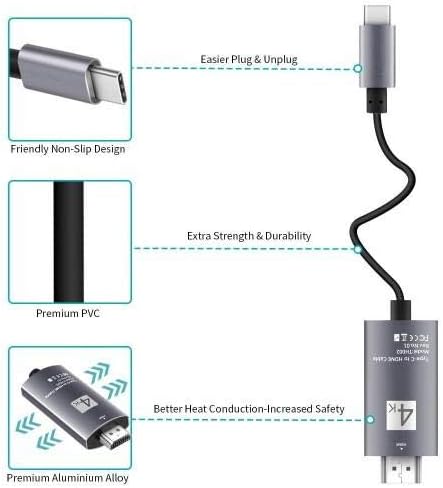 BoxWave Кабел Компатибилен СО JBL Турнеја Еден-SmartDisplay Кабел-USB Тип-C ДО HDMI, USB C/HDMI Кабел ЗА JBL Турнеја Еден-Џет Црна