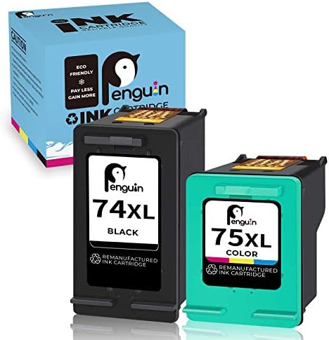Penguin Remanufactured Printer Ink Cartridge Replacement for HP 74XL 75XL,74 XL 75 XL Used for HP Compatible Printer List:Deskjet D4260