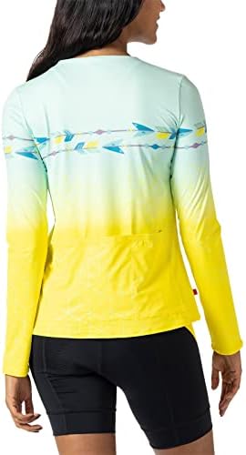 Тери Солеил со долг ракав проток на врвот - женски опуштено вклопување upf 50+ Сонце заштитен велосипед Jerseyерси, редовни и плус големини