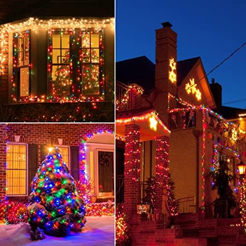 Camantu чисти Божиќни светла, LED Божиќни светла 34ft 100led 8 режими батерија оперирани жици светла на црна жица за скали на дрвја, забава роденденски