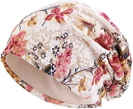 Напоо манжетно плетено плетено капаче мека истегнување дебел симпатичен цвет печатено печатење зимска капа на отворено