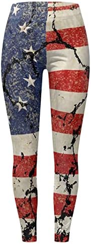 4 -ти јули хеланки за жени на стомакот контрола на американските знамиња ленти со starвезда џогер панталони Беспрекорен задник