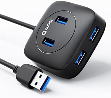 USB Hub 3.0, QUIGE 4-Port USB Сплитер за лаптоп [4ft Кабел], МУЛТИ Порт USB-А Експандер Со Микро Моќ [Брз Пренос На Податоци] Компатибилен