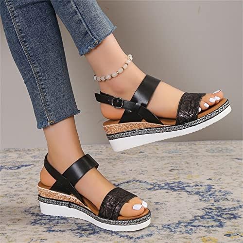 Сандали од клин ishишилиумн за жени отворени пети токи на глуждот платформски сандали летни обични сандали за одење чевли за одење