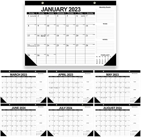 Календар За биро 2023, Јан2023-Јуни 2024 Година, Бесплатна налепница + јаже, Календар За Биро Со список со задачи, Календар За 18 Месеци, 17 Календар