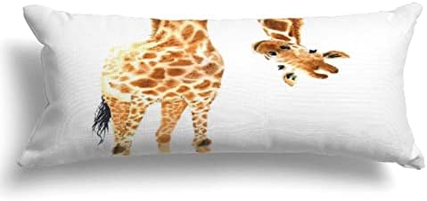 Pирафа памучни перници за тело за возрасни Акварела жирафа за тело перница за бремени жени акварела долга перница кутија со патент за сонце за