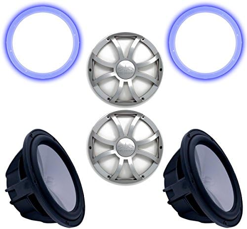 Влажни звуци Две рево 12 сабвуфери, скари, и RGB LED прстени - црни субвуфери и сребрени XS скара - 2 ом