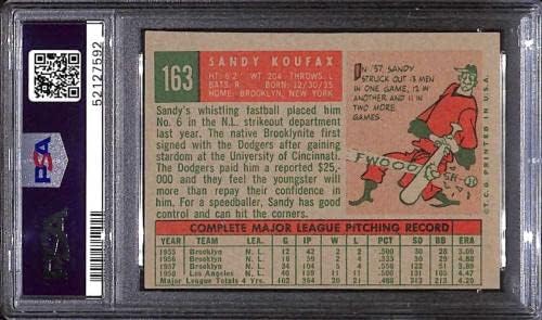 163 Сенди Куфакс ХОФ - 1959 Топс Бејзбол Картички Оценет ПСА 4 - Бејзбол Плочи Автограмирани Гроздобер Картички