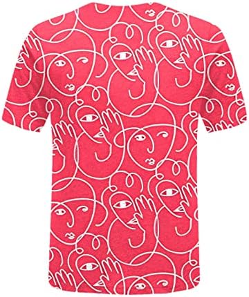 Nokmopo женски кошули трендовски графички мода случајно удобно печатено печатено о-вратот на кратки ракави врвна блуза