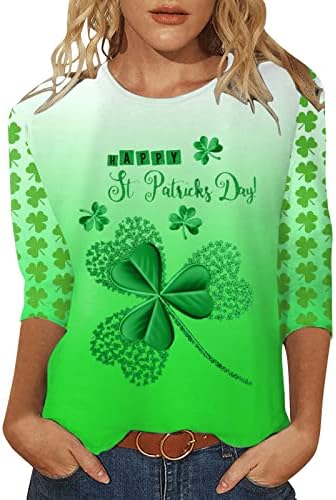 Денот на Денот на Денот на Свети Патрик за жени 3/4 ракав летни маички врвни ирски среќни детелина графички влезови блузи