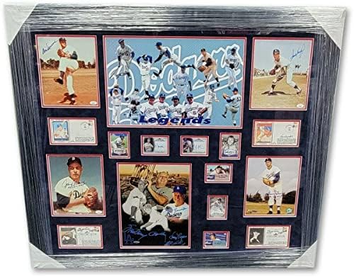 Легендите на Додер потпишаа со колаж со фото -картичка Koufax Gibson Reese Kershaw - Автограмирани фотографии од MLB