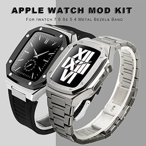ЗЕДЕВБ Комплет За Луксузна Модификација За Apple Watch Case Band 45mm 41mm/40mm 44mm Mod Метален Часовник За Iwatch Серија 8 7 6 SE 5 4