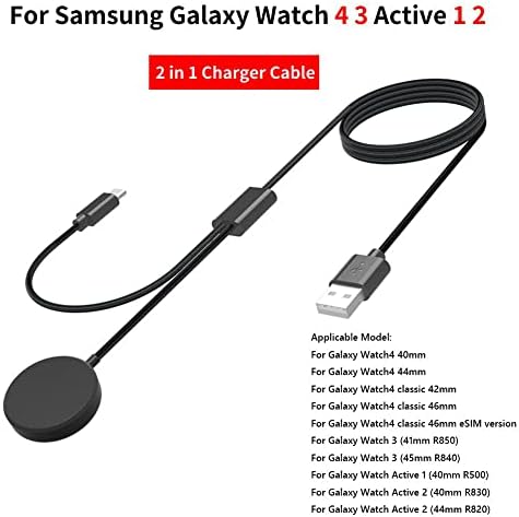2 во 1 Паметен тип-Ц PD Брзо полнење Кабел за пополнување Паметниот часовник Адаптер за безжичен полнач за Samsung Galaxy Watch3/4/4 Classic Active