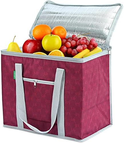 Ладбодун изолирани кеси за намирници за еднократно шопинг торба ладилна торба со патент, голем квадрат стои на превоз на храна за