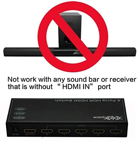 XOLORspace 23051 4K 60Hz HDR HDMI Прекинувач | HDMI Прекинувач 5x1 со Далечински Управувач и Автоматски Прекинувач