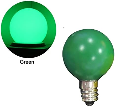 Lxcom Осветлување Зелена G40 LED Замена Светилки 1W Shatterproof E12 Божиќ Глобус Светла Е12 Candelabra База Круг Декоративни Ноќни Светла ЗА Затворен Отворен Стринг Светла, 25 Пакет