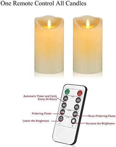 Елоер Водоотпорен Пламен Свеќи Батерија Управувана Треперење Свеќи:Слонова Коска Батерија Свеќи Со Далечински Тајмер Сет на 2
