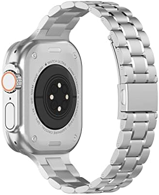 Чуангшиџи Компатибилен Со Apple Watch Band Ultra 49mm, цврста метална Нараквица од нерѓосувачки Челик Замена за Iwatch Серија 8