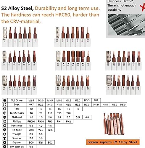 N/A 60 во 1 прецизен шрафцигер за алатки за шрафцигер поставен за мобилни телефони таблети Компактно за одржување на поправка со случај