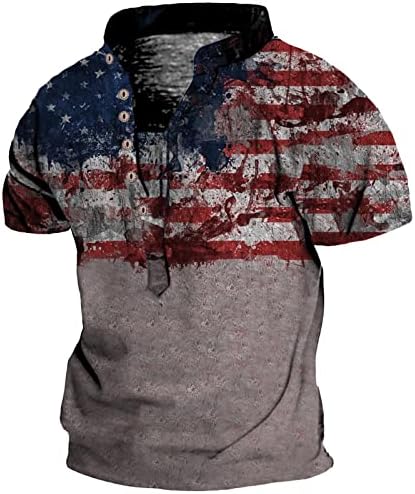 Bmisegm летни големи и високи кошули за мажи машка модна независност Денот на личноста знаме печатени копчиња за мажи маички маички