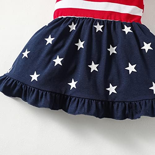 Магичен парк бебе девојки Денот на независност Девојче Девојче девојче 4 -ти јули облеки Детска starsвезди ленти фустани патриотска облека